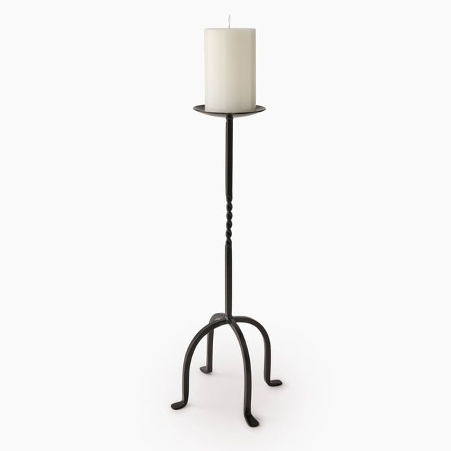 Bougeoir sur pied en métal, 21,5xH52cm Couleur noir <span itemprop=