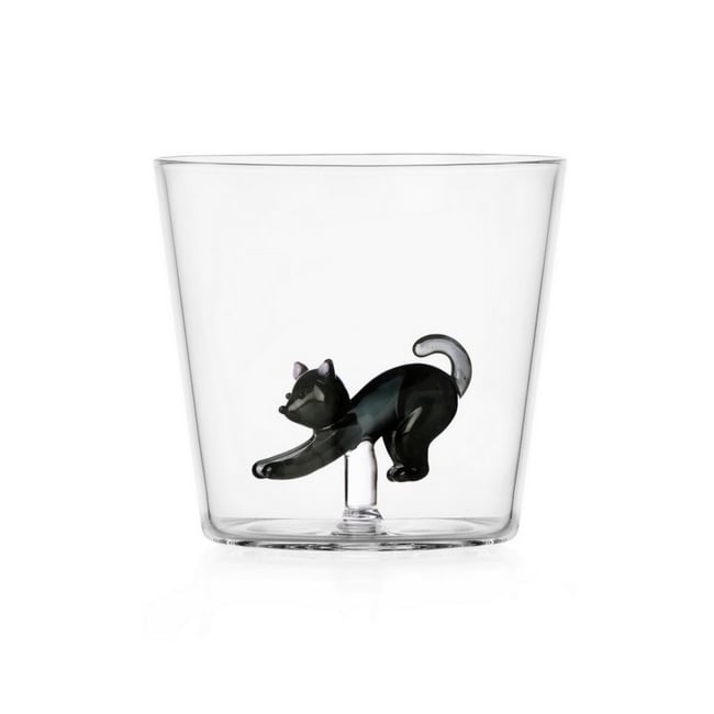 Verre à eau chat  TABBY CAT black cat Couleur noir <span itemprop=