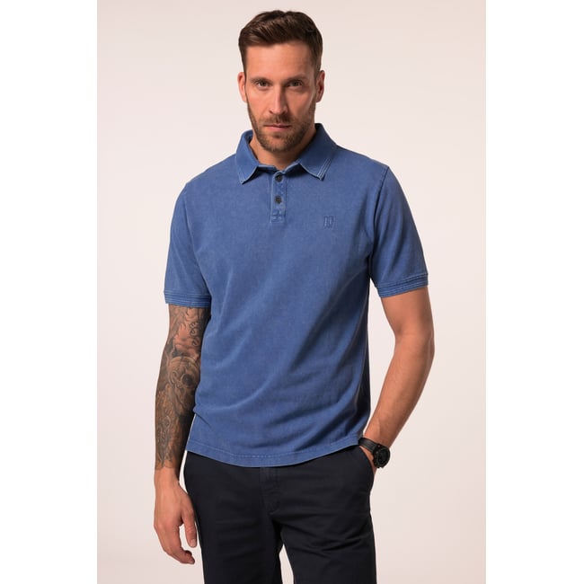 Polo à manches courtes, tissu piqué bleu jean <span itemprop=