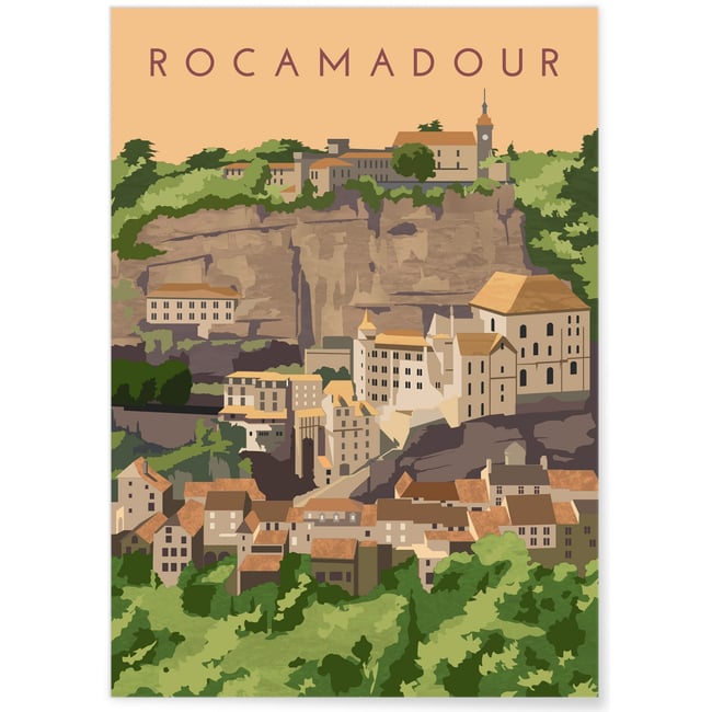 Affiche ville Rocamadour Couleur blanc <span itemprop=