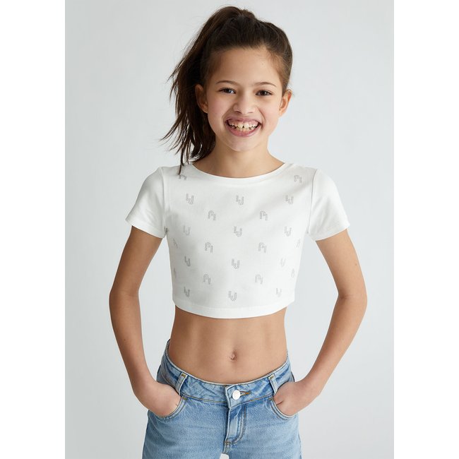 T-shirt avec logo et strass blanc <span itemprop=