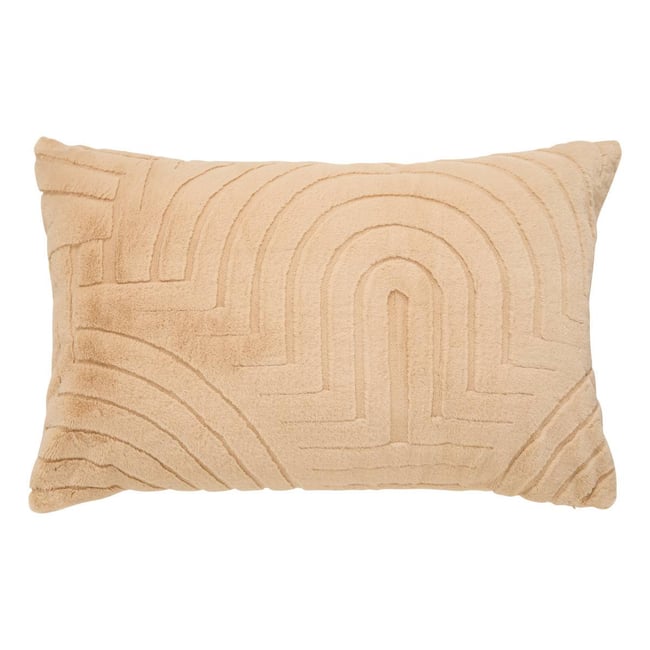 Coussin rectangulaire en imitation fourrure ARKA beige lin <span itemprop=