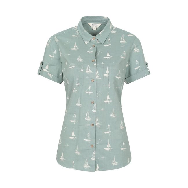 Chemisier manches courtes motif/style voilier COCONUT vert kaki imprimé <span itemprop=