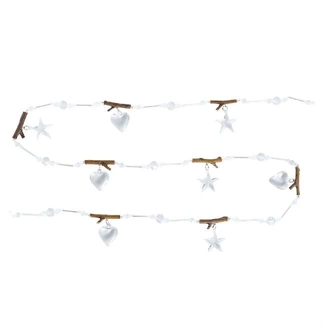 Guirlande décorative de cœurs et d'étoiles en verre H180 NOËL Couleur transparent <span itemprop=