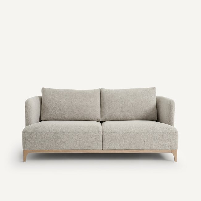 Sofá compacto em chenille, Jabote natural <span itemprop=