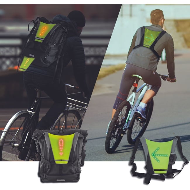 Gilet réfléchissant Gilet signalétique Led+Télécommande noir <span itemprop=