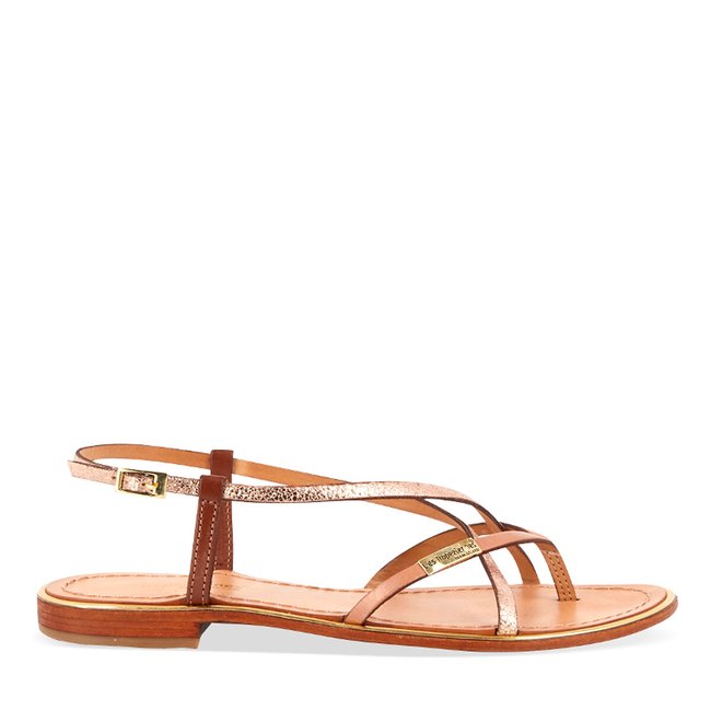 Sandalias de piel Hironela marrón <span itemprop=