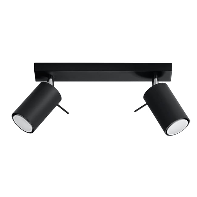 Plafonnier Acier Noir GU10 2 Ring Couleur noir <span itemprop=