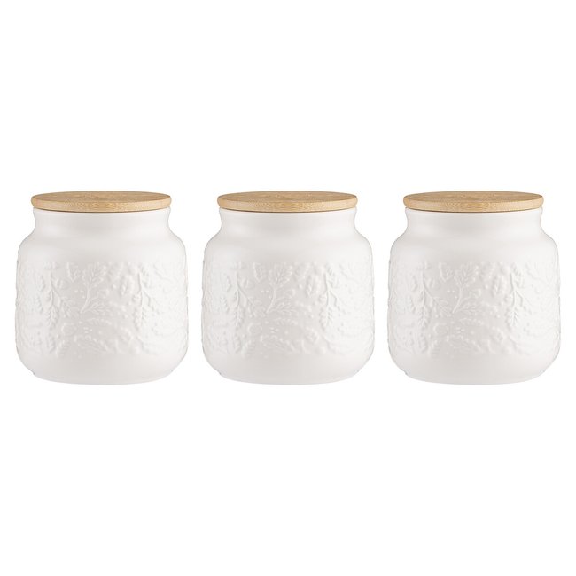 Set of 3 Acorn Tea Coffee Sugar Cannisters, cream, PRICE & KENSINGTON