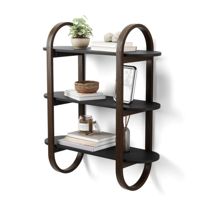 Etagère murale bois plié  Bellwood Couleur bois foncé <span itemprop=