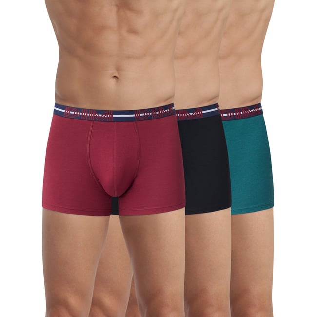 Lot de 4 boxers Powerful noir + vert + rouge bordeaux <span itemprop=
