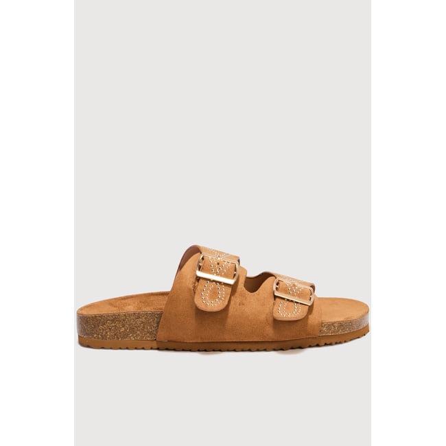 Mules avec détails cloutés marron <span itemprop=