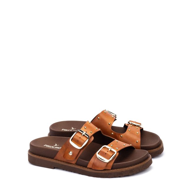 Mules en cuir Aitana cognac <span itemprop=