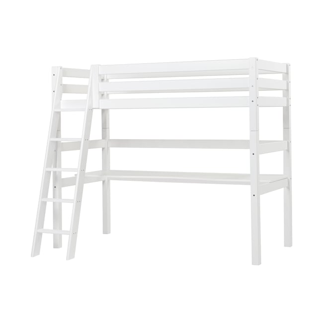 Lit Mezzanine pin massif ECO LUXURY Couleur blanc <span itemprop=
