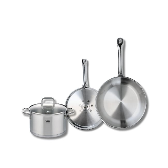 Batterie 2 poêles 24/28cm + 1 faitout 20cm PROFI CITRIN gris <span itemprop=