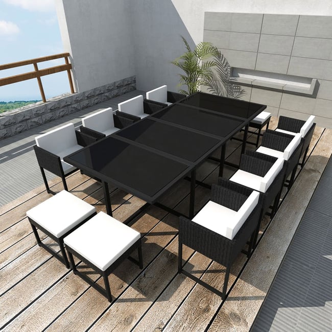 Salon de jardin bas et encastrable noir <span itemprop=