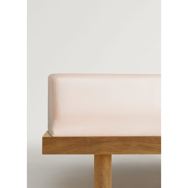 Drap-housse coton satin 600 fils lit 180 cm rose <span itemprop=