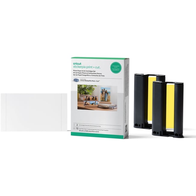 Conso Plastif Papier photo 72f blanc + 2 encres Sticke - CRICUT