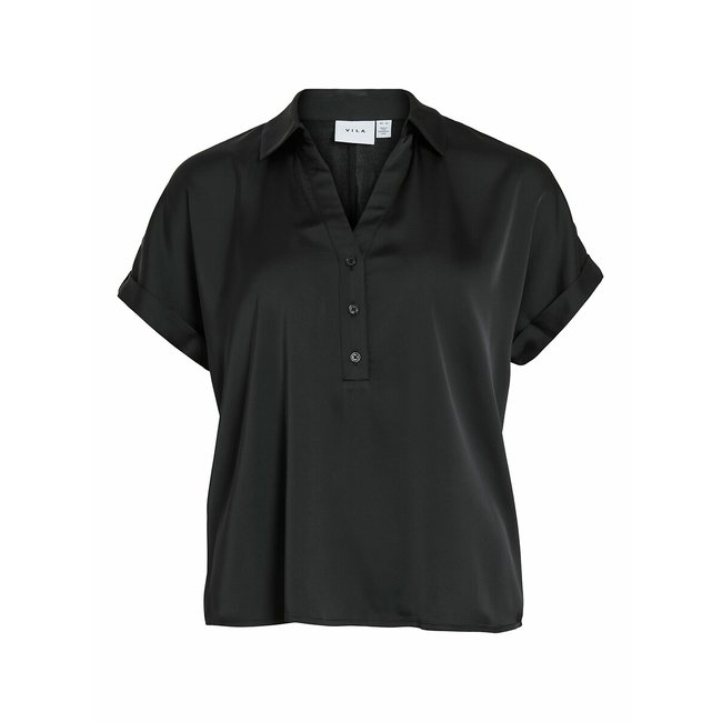 Kurzärmelige Hemdbluse schwarz <span itemprop=