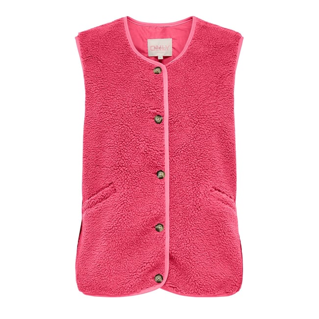 Veste sans manches en sherpa rose <span itemprop=