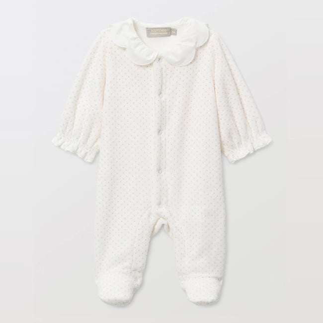 Dors-bien imprimé en velours en coton BIO GOTS ecru <span itemprop=