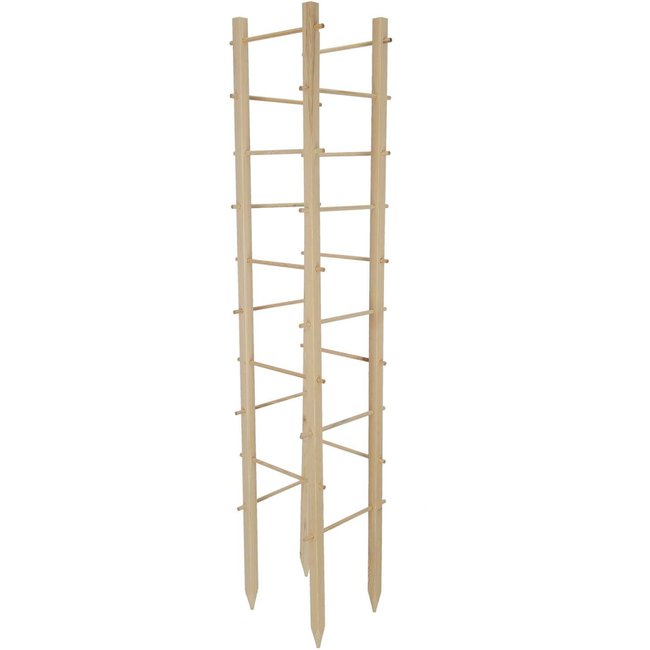 Support en bois de pin pour plantes 4 piquets Tour beige <span itemprop=
