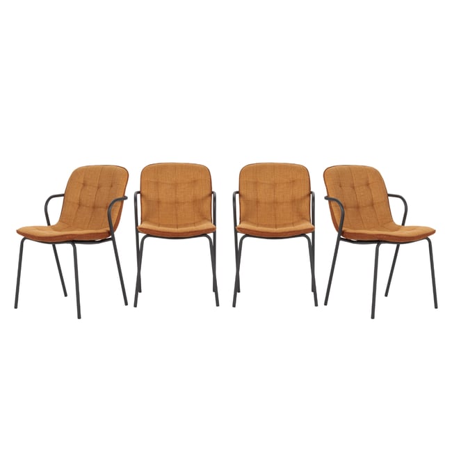 Chaises lot de 4 en métal - ZÉLIE Couleur terracotta <span itemprop=