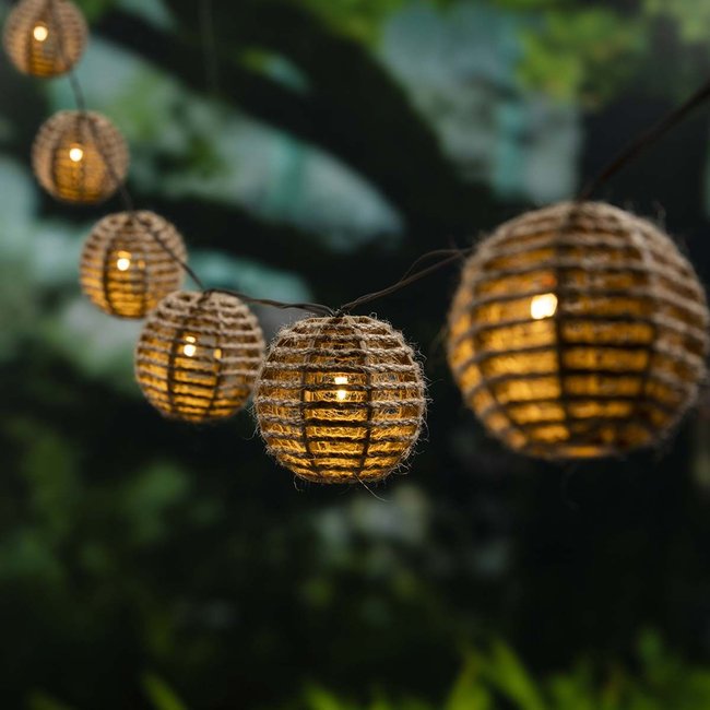 Guirlande lumineuse solaire 20 ampoules LED en corde - CEMONJARDIN