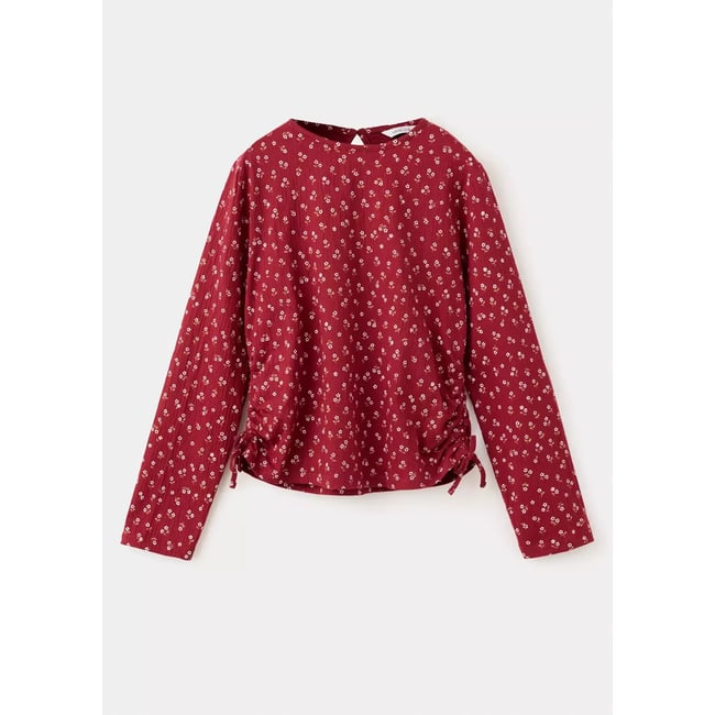 T-shirt texture à fleurs cerise <span itemprop=