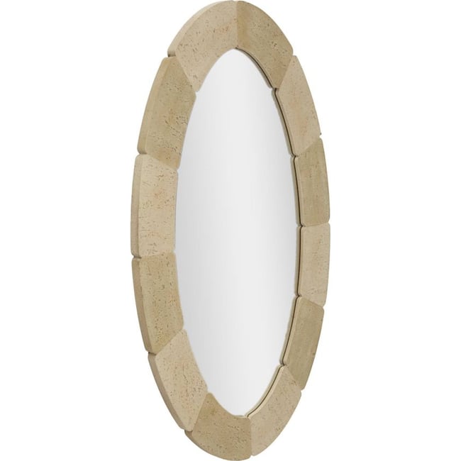 Miroir mural ovale effet pierre MODERN Couleur marron et marron clair <span itemprop=