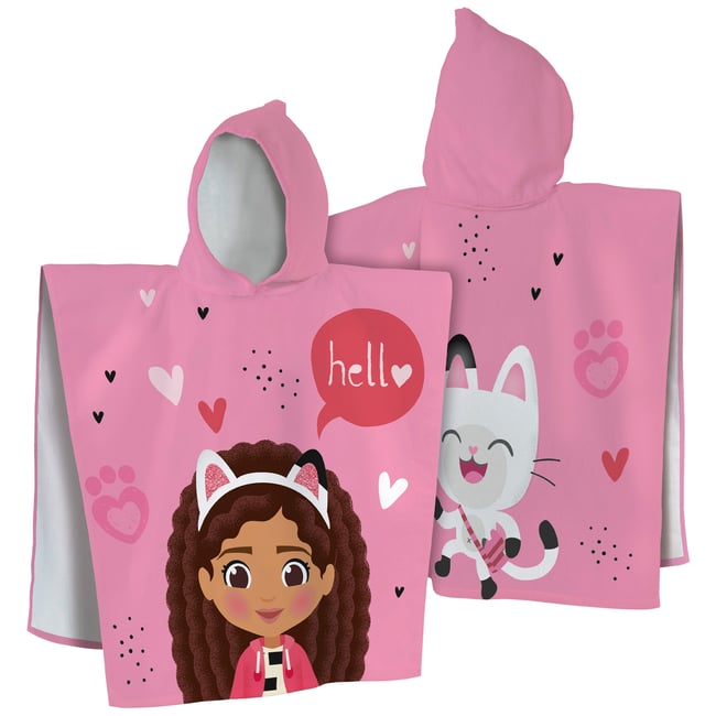 Cape de bain imprimée 100% coton, DUO rose <span itemprop=