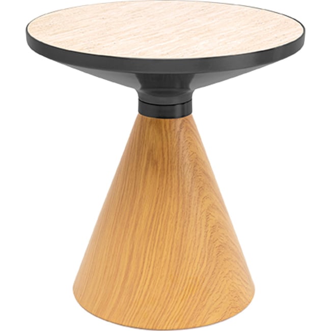 Table d'appoint ronde, CONO Couleur travertin et chêne <span itemprop=