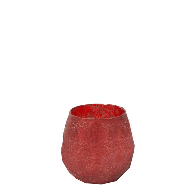 Photophore décoratif effet givré en verre H10 Couleur rouge <span itemprop=