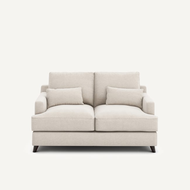 Canapé compact, en toile chinée, ALWINE Couleur ivoire <span itemprop=