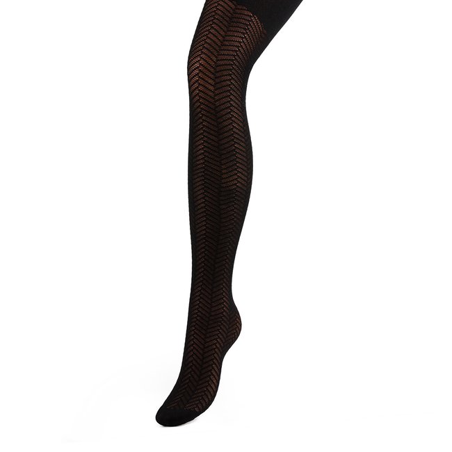Medias opacas con micromotivos negro <span itemprop=