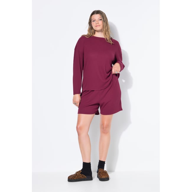 Pyjama, deux pièces, jersey texturé rouge vin <span itemprop=