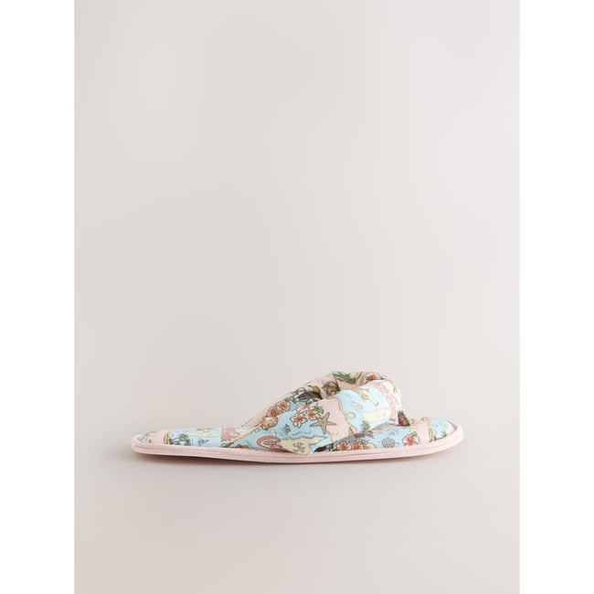 Chaussons rembourrés à entredoigt coca cola rose/bleu <span itemprop=