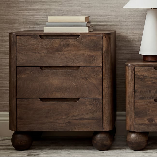 Shiro Ball Feet 3-Drawer Mango Wood Chest, natural wood, ÉDITÉ