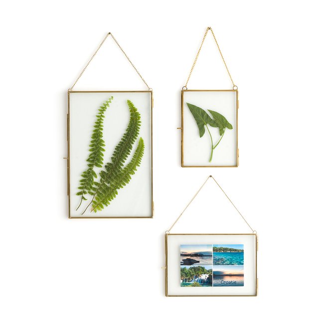 Lot de 3 cadres métal acier à suspendre Uyova Couleur laiton <span itemprop=