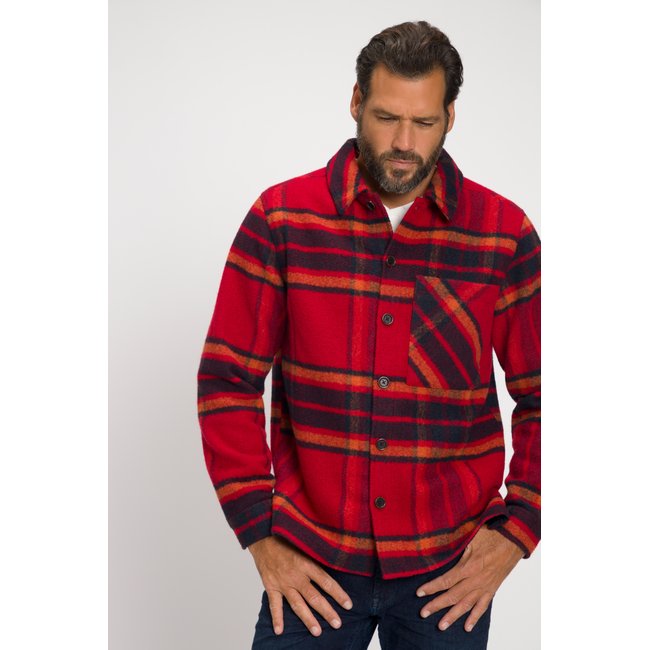 Surchemise à carreaux, mélange de matières rouge <span itemprop=