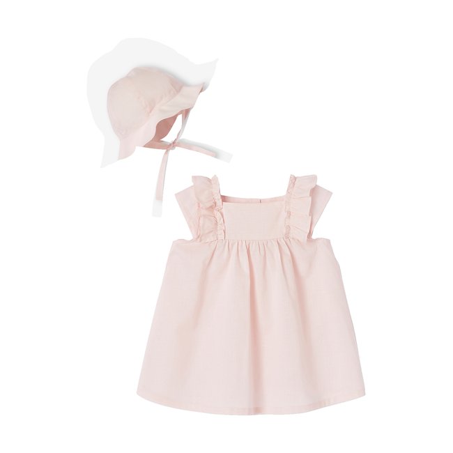 Coffret robe et capeline rose pâle <span itemprop=