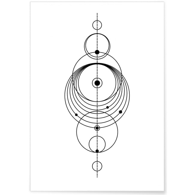 Affiche Line Art Système Solaire Couleur blanc <span itemprop=