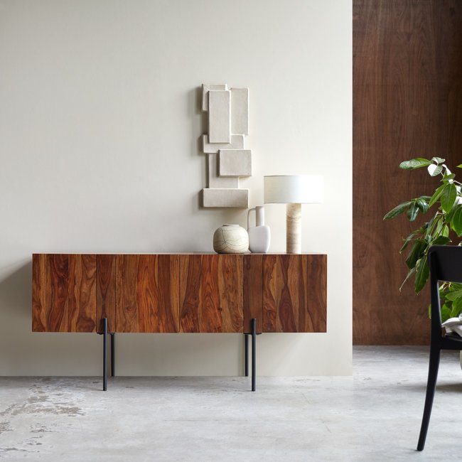 Buffet haut en palissandre massif 165 cm HONORINE Couleur marron <span itemprop=