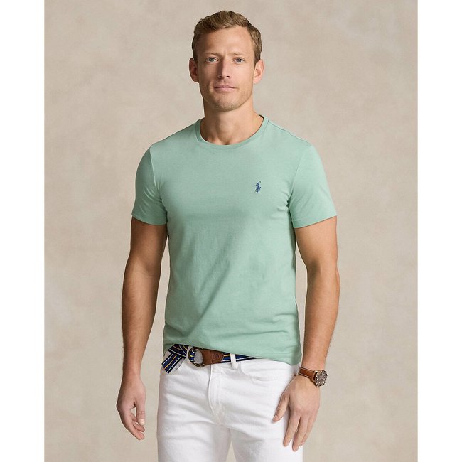 T-shirt slim uni en jersey logo brodé vert menthe <span itemprop=
