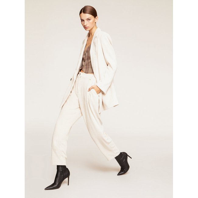 Blazer oversize en velours à double boutonnage blanc <span itemprop=
