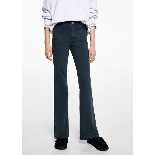 Jean flare poches bleu marine foncé <span itemprop=
