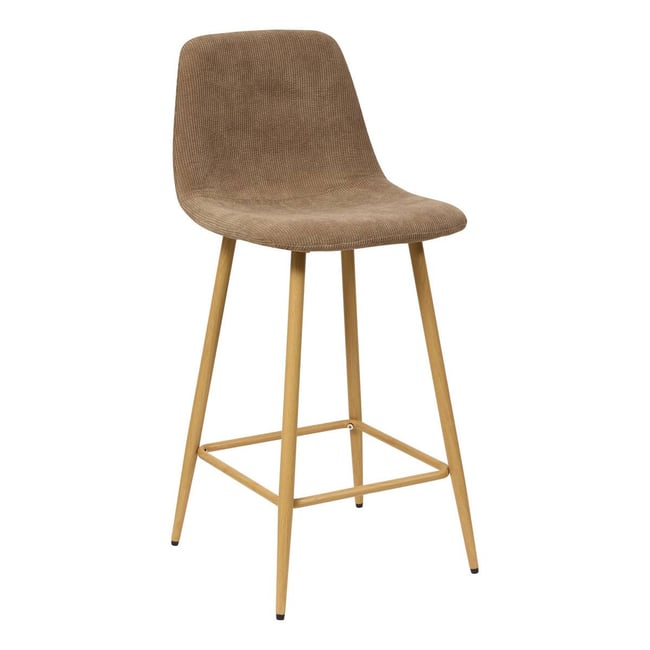 Tabouret de bar en velours côtelé avec repose-pieds ROKA Couleur beige moyen <span itemprop=