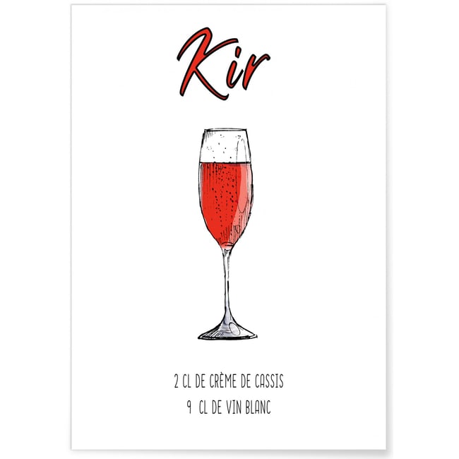 Affiche Cocktail Kir Couleur blanc <span itemprop=