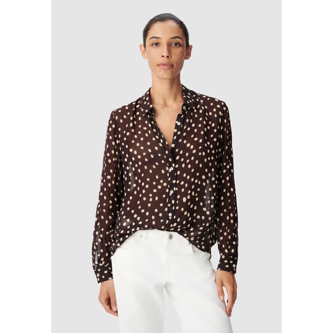 Chemise voile imprimé pois bleu nuit <span itemprop=