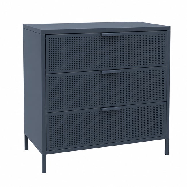 Commode 3 tiroirs, métal, JOEN Couleur bleu <span itemprop=